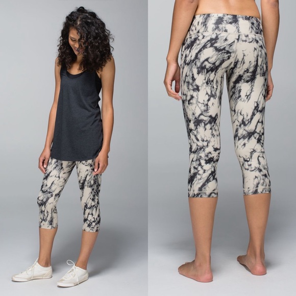 lululemon athletica Pants - Lululemon Wunder Under Crop Leggings Great Granite Black Mojave Tan